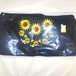 Embroidered sunflower black mask